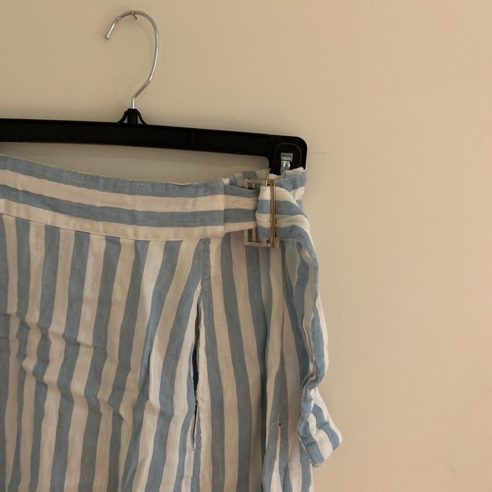 LINEN FEEL BLUE AND WHITE MAXI SKIRT